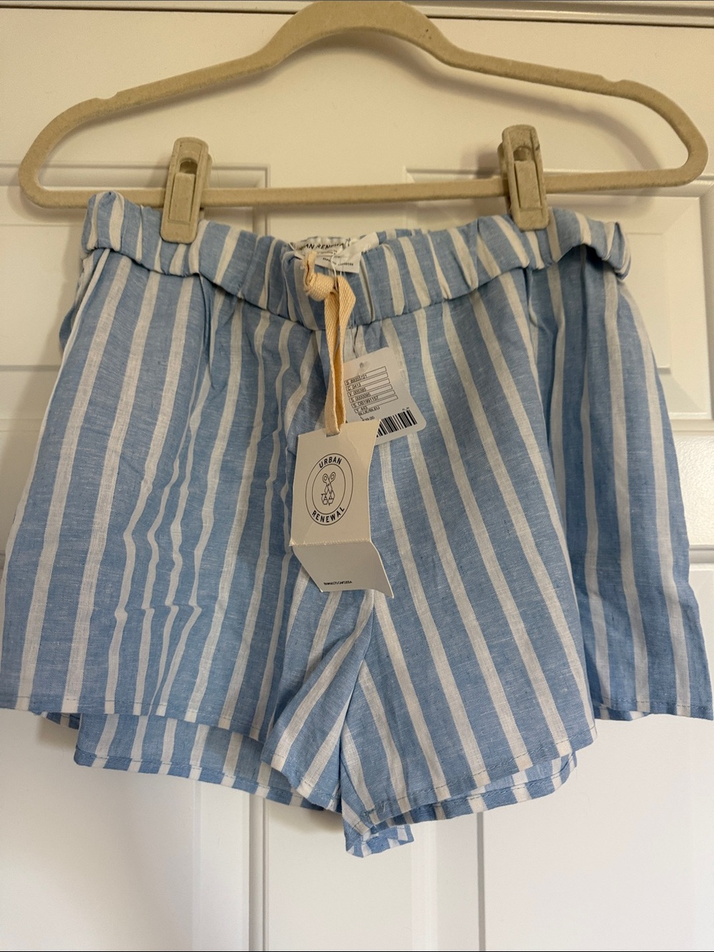 Urban Renewal Blue Stripe Cotton Blend Women's Shorts